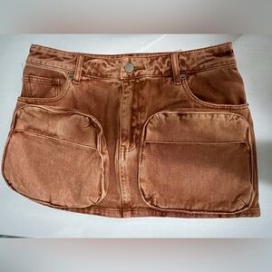 Rust Cargo Denim Mini Skirt Size medium